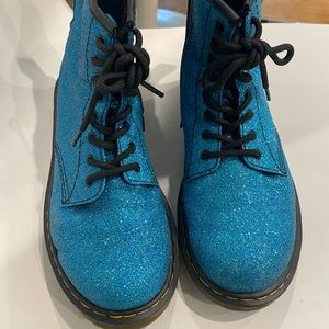 Kids teal glitter Dr Martens